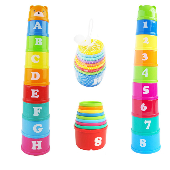 9PCS Educational Baby Stack Cup Tower Toys Children Early