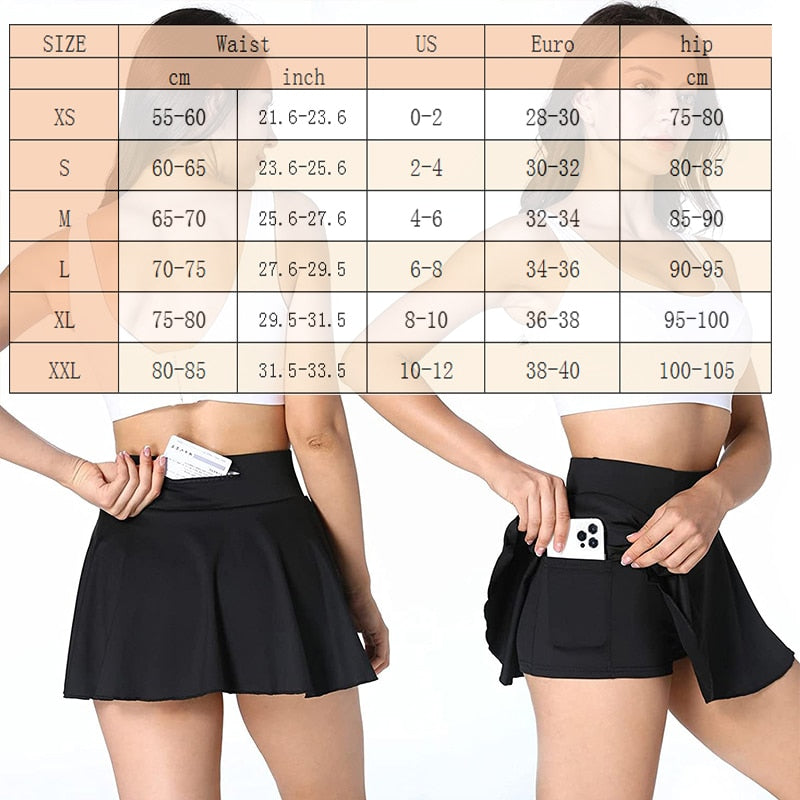 Aiithuug Side Pocket Zipper Tennis Skirt Athletic Pleated Mini Skirt