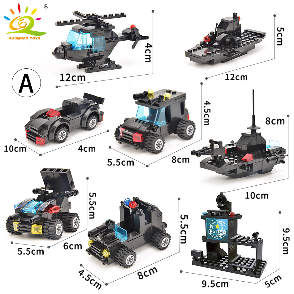 Huiqibao Swat Police Station Truck Model Building Blocks City Machine