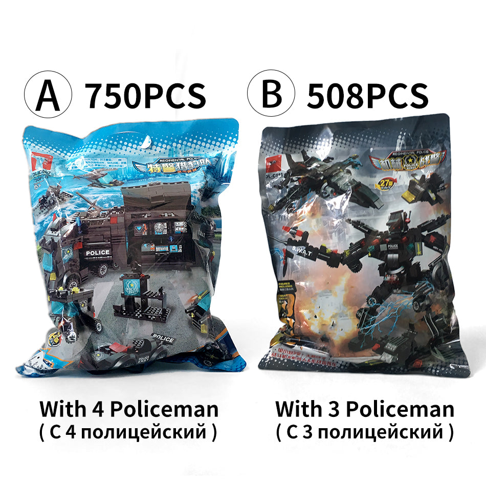 Huiqibao Swat Police Station Truck Model Building Blocks City Machine