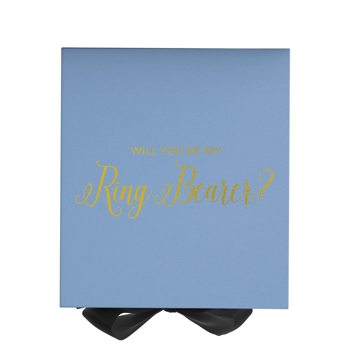 Will You Be My Ring Bearer? Proposal Box Light Blue w/ Black Bow- No