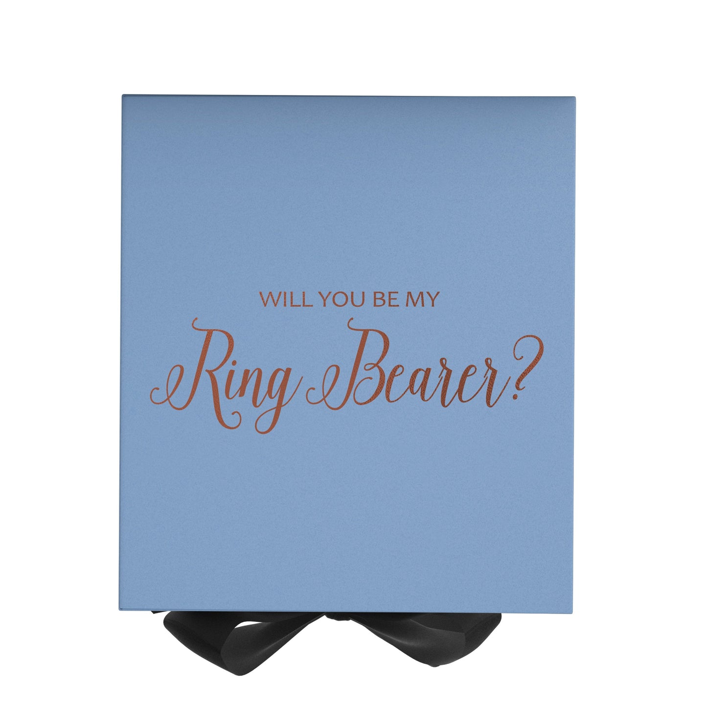 Will You Be My Ring Bearer? Proposal Box Light Blue w/ Black Bow- No