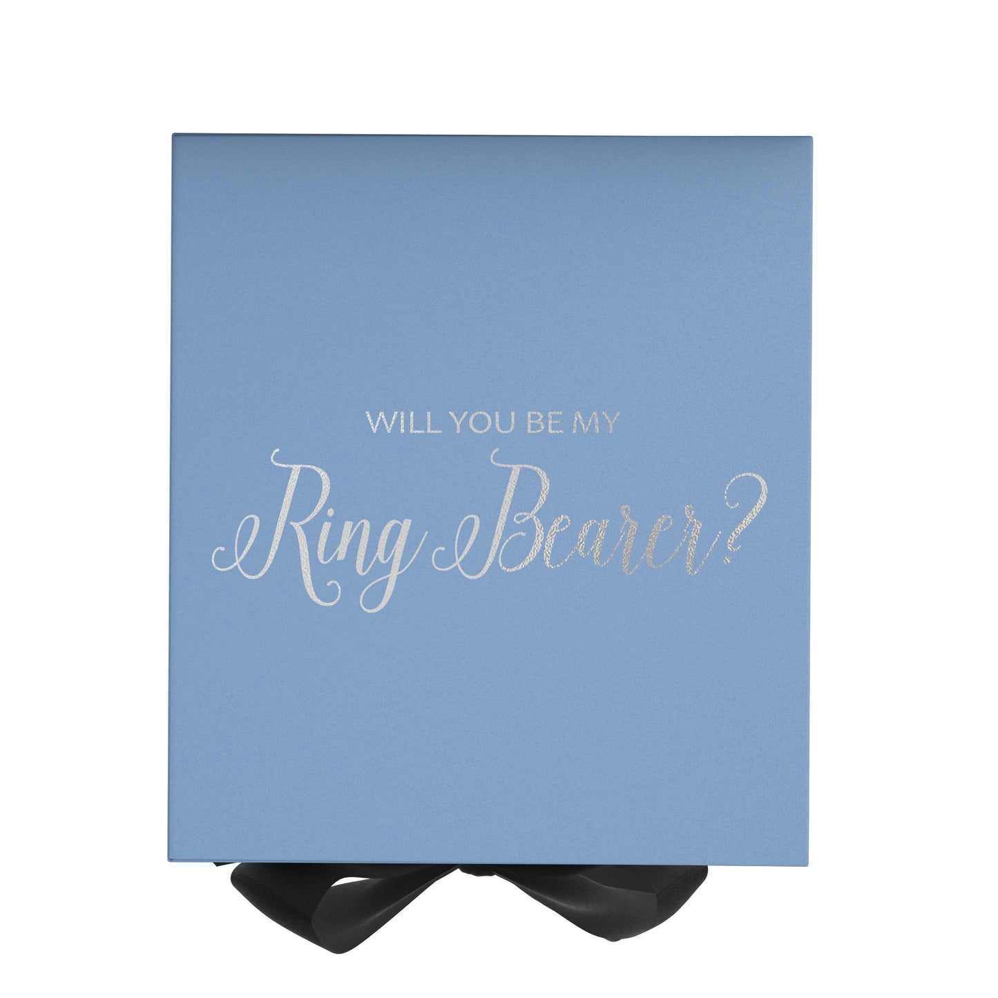 Will You Be My Ring Bearer? Proposal Box Light Blue w/ Black Bow- No