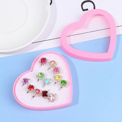 10pcs Children Kids Little Girl Gift Jewelry Adjustable Rings In Box