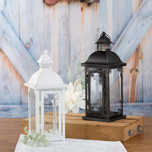 Antique White Ornate Lantern - Medium