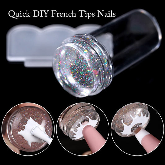 1set Mini Transparent Jelly Nail Art Stamper Scraper Set Diy Polish