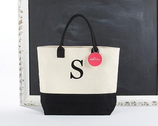 Classic Black And White Monogrammed Initial Tote Bag