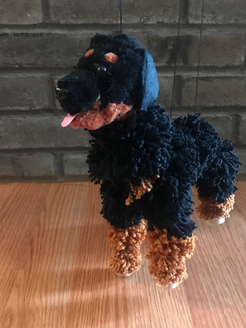 12” Large Rottweiler Dog 4-legged puppet marionette