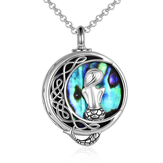 925 Sterling Silver Mermaid Urn Necklace for Women Mermaid Cremation