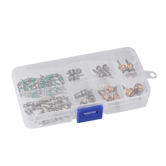 55pcs A/C AC Schrader Valve Cores Assortment for
