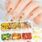 6 Grids/Box Maple Leaf Nail Sequins Laser Iridescent Snowflakes Nail