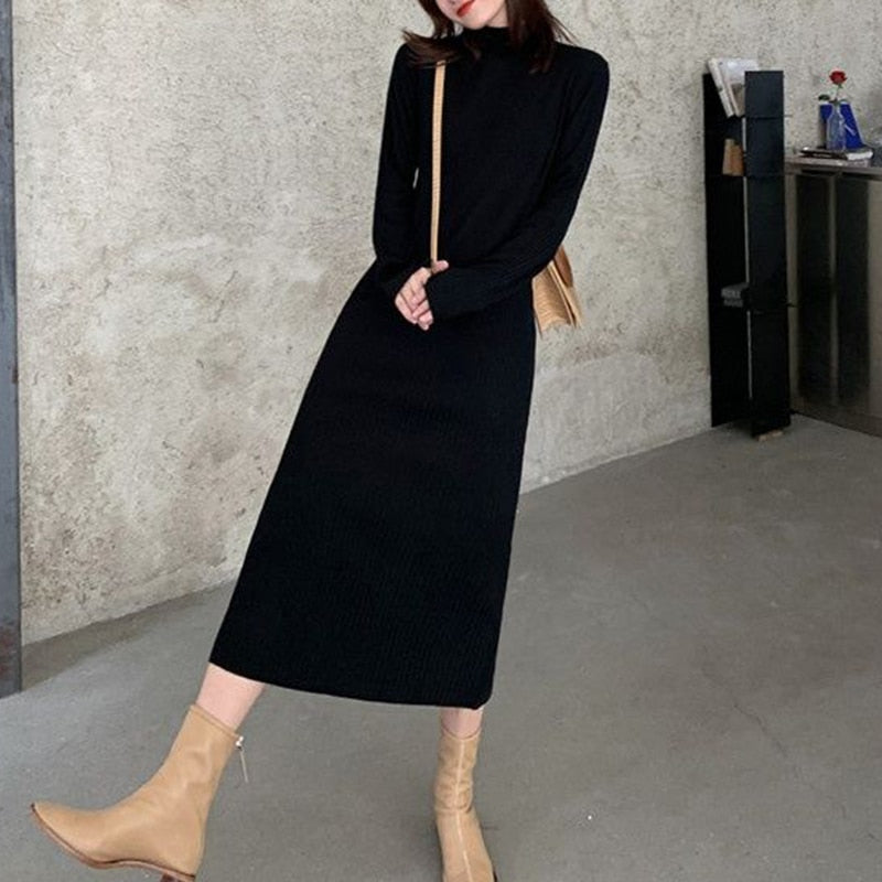 Autumn Winter Half Turtleneck Knitted Warm Korean Fashion Loose