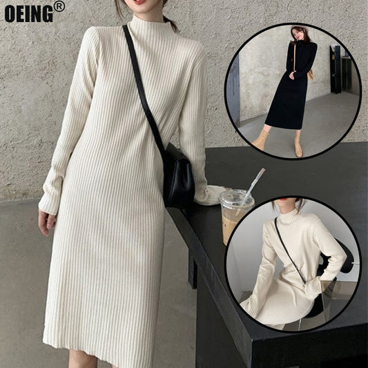 Autumn Winter Half Turtleneck Knitted Warm Korean Fashion Loose