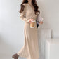 Autumn Winter Vintage V-neck Knitted Sweater Dress Women Long Sleeve