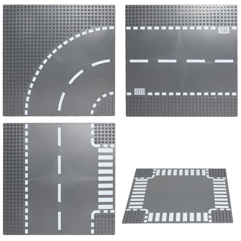 Building Blocks Base Plates Road Plate Straight Crossroad Curve Block