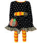 AnnLoren Girls Autumn Black Polka Dot Orange Pumpkin Dress & Leggings