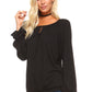 Women's Long Sleeve Solid Peasant Top