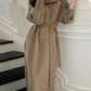 Elegant Full Sleeve Lace up Female Thicken Long Dress for Sweater
