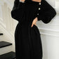 Elegant Full Sleeve Lace up Female Thicken Long Dress for Sweater