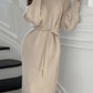Elegant Full Sleeve Lace up Female Thicken Long Dress for Sweater