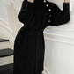Elegant Full Sleeve Lace up Female Thicken Long Dress for Sweater