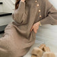 Elegant Full Sleeve Lace up Female Thicken Long Dress for Sweater