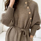 Elegant Full Sleeve Lace up Female Thicken Long Dress for Sweater