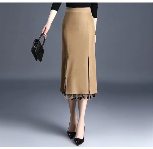 Fairyshely 2022 Women Spring Summer Irregular Mesh Skirt Band Splice