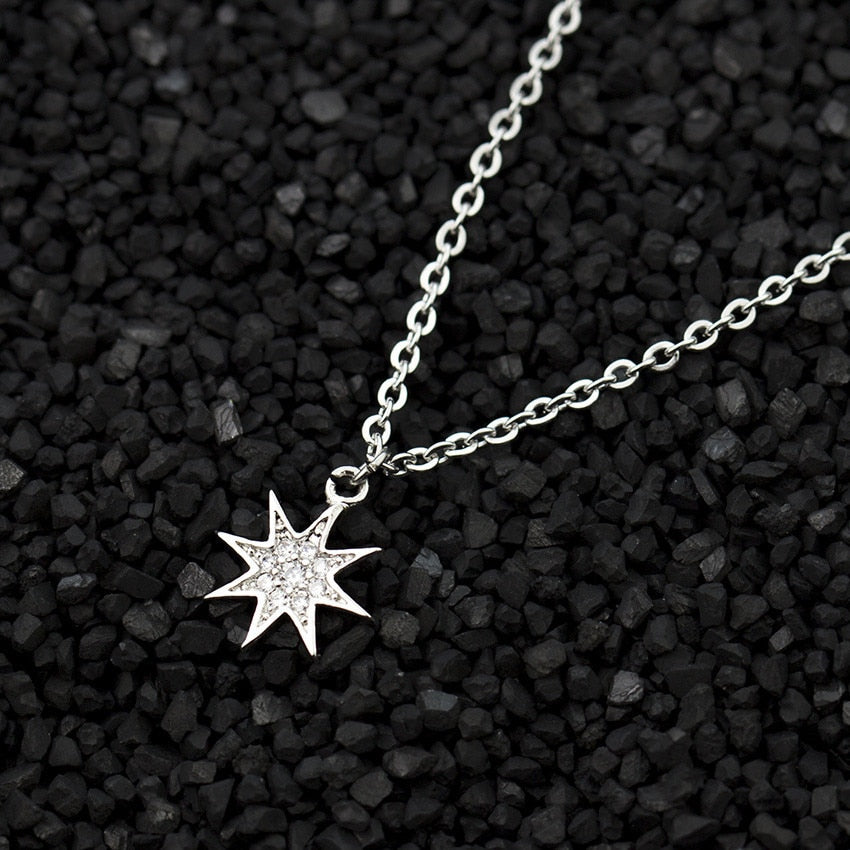 Fashion Paved CZ Stone North Star Necklace Crystal