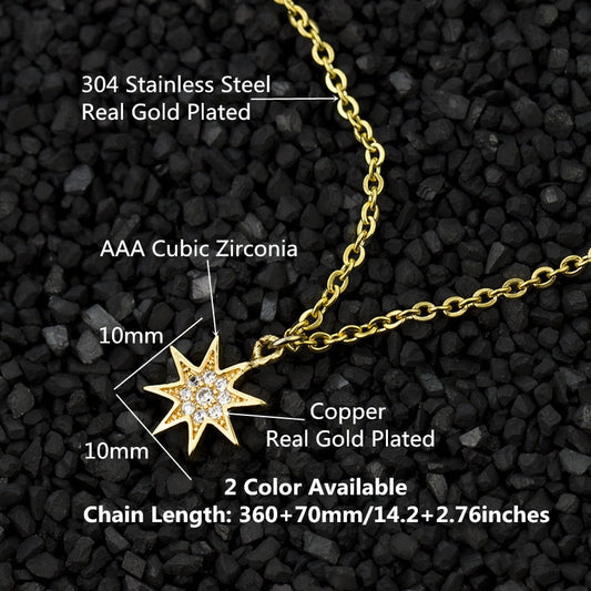 Fashion Paved CZ Stone North Star Necklace Crystal