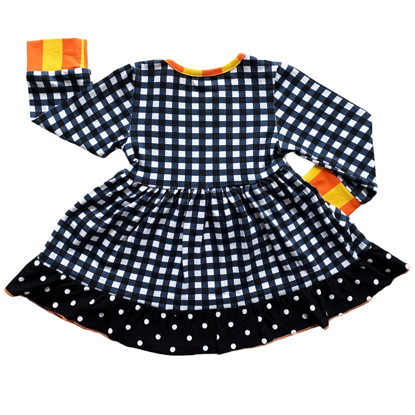 AnnLoren Girls Autumn Black and White Gingham Dress & Leggings Outfit