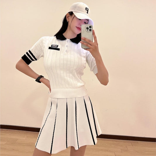 Golf Clothing Girls Early Autumn Mid-sleeve Stand-up Collar Sports