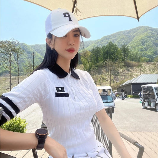Golf Clothing Girls Early Autumn Mid-sleeve Stand-up Collar Sports
