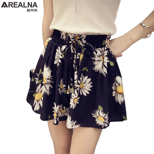 High Waist oversized floral Skirt shorts women korean Fashion Summer