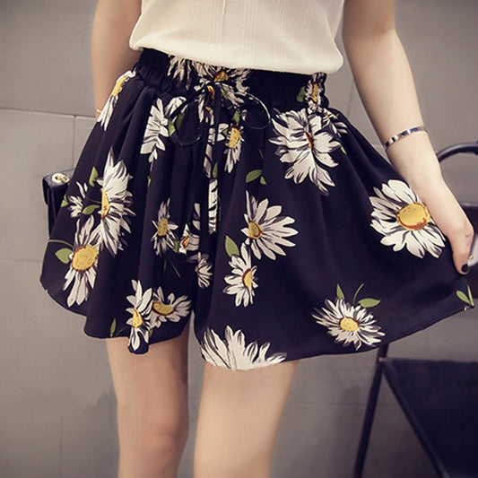 High Waist oversized floral Skirt shorts women korean Fashion Summer