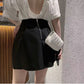 Kusahiki Korea 2022 Summer New High Waist Woman Shorts Fashion Solid