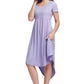 Mauve Short Sleeve High Low Casual Swing Dress