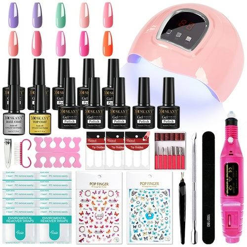 Nail Kit With Led Dryer Semi-permanent Varnish Gel Nail Polish Set