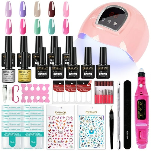 Nail Kit With Led Dryer Semi-permanent Varnish Gel Nail Polish Set