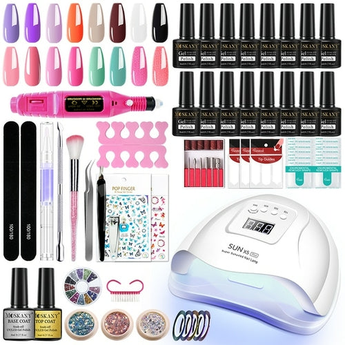 Nail Kit With Led Dryer Semi-permanent Varnish Gel Nail Polish Set