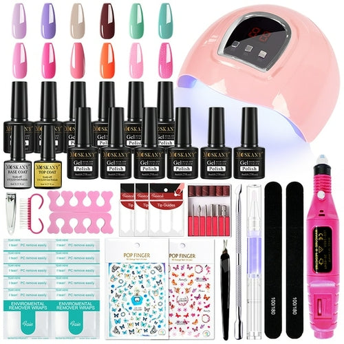 Nail Kit With Led Dryer Semi-permanent Varnish Gel Nail Polish Set