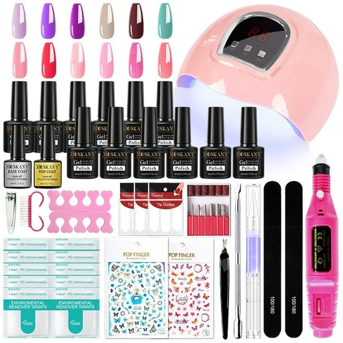 Nail Kit With Led Dryer Semi-permanent Varnish Gel Nail Polish Set