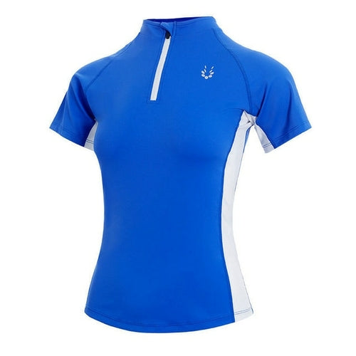 New Women Slim Sports Fitness Yoga Shirts Short Sleeve Half Zipper