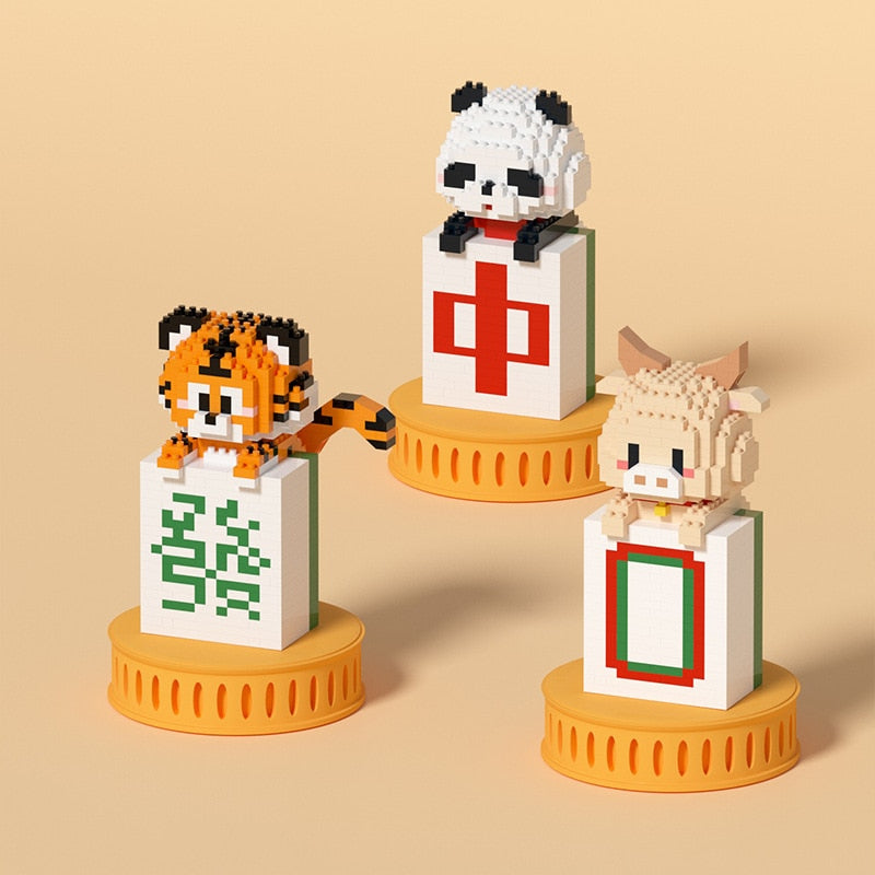 Orange Tiger Mini Building Blocks Big Fortuue And Great Profit Panda