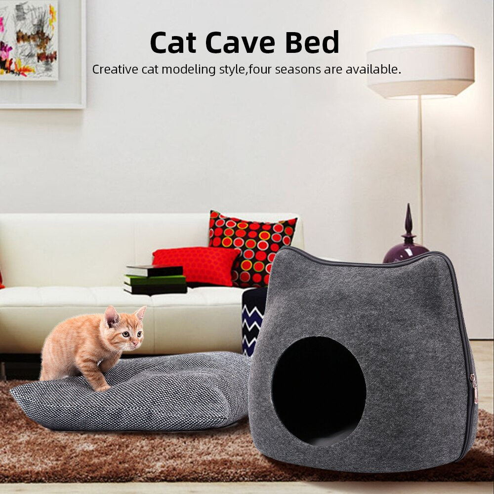 Portable Gray Puppy Cat Pet Cave Cat Bed for Cat