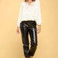 Silky Satin Long Sleeve Surplice Top