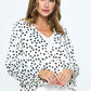 Polka Dot Long Sleeve Surplice Top