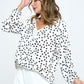 Polka Dot Long Sleeve Surplice Top