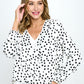 Polka Dot Long Sleeve Surplice Top