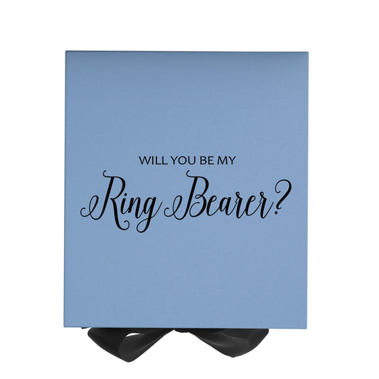 Will You Be My Ring Bearer? Proposal Box Light Blue w/ Black Bow- No